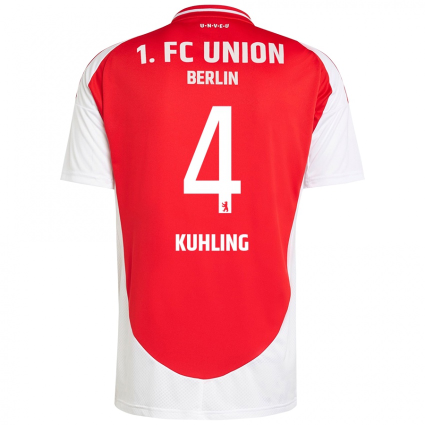 Herren Ole Kühling #4 Rot Weiß Heimtrikot Trikot 2024/25 T-Shirt