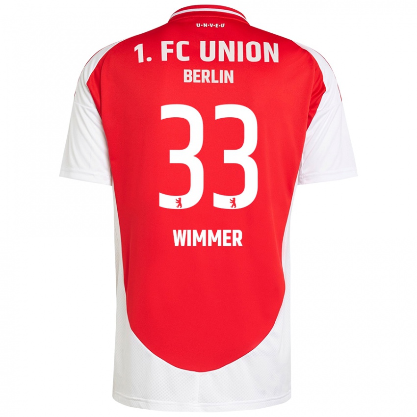 Herren Pauline Wimmer #33 Rot Weiß Heimtrikot Trikot 2024/25 T-Shirt