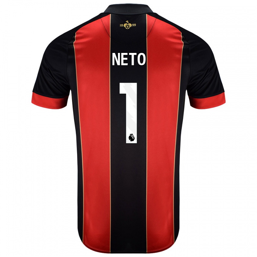 Herren Neto #1 Rot Schwarz Heimtrikot Trikot 2024/25 T-Shirt