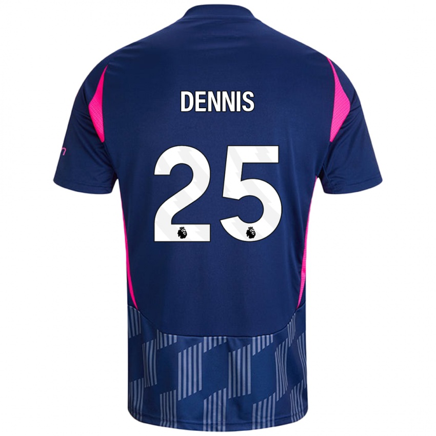 Herren Emmanuel Dennis #25 Königsblau Rosa Auswärtstrikot Trikot 2024/25 T-Shirt