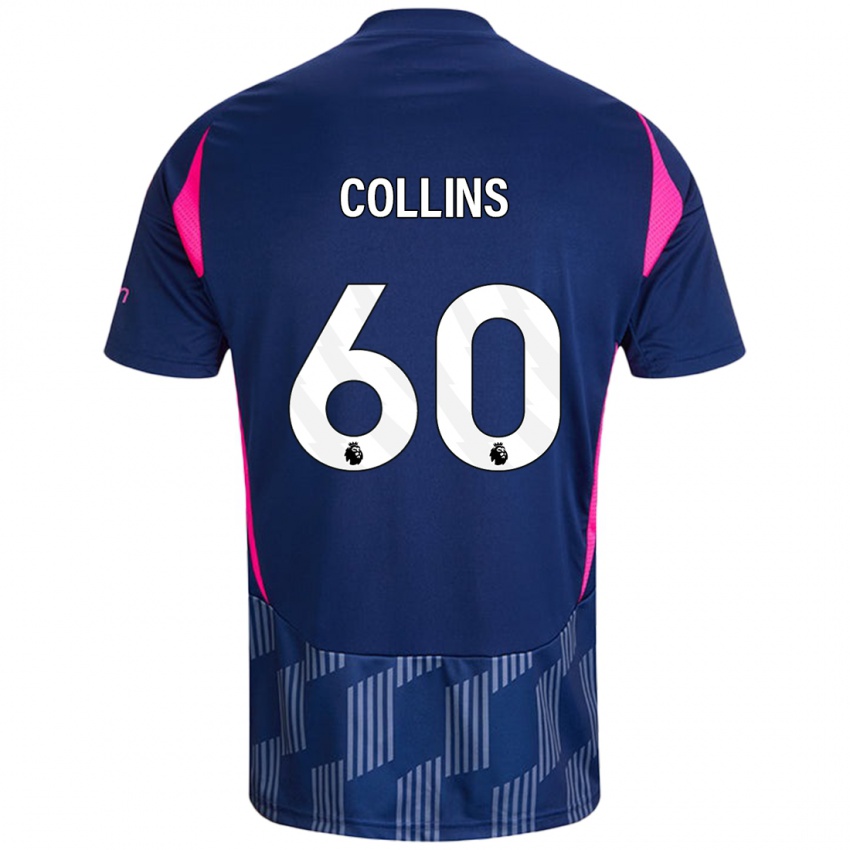 Herren Sam Collins #60 Königsblau Rosa Auswärtstrikot Trikot 2024/25 T-Shirt