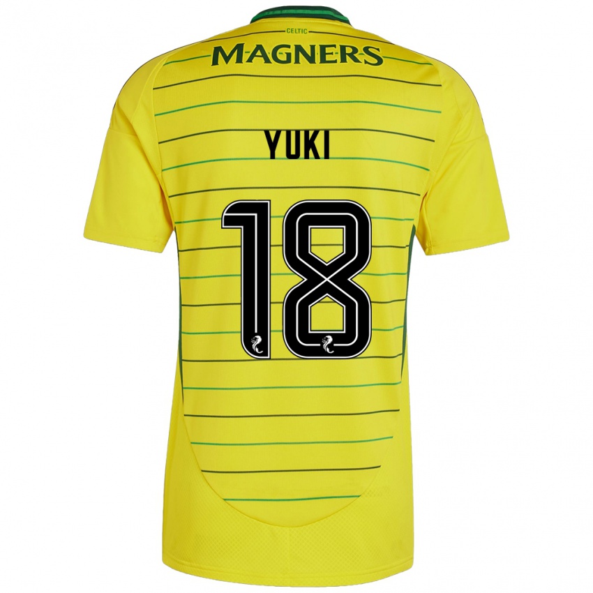 Herren Yuki Kobayashi #18 Gelb Auswärtstrikot Trikot 2024/25 T-Shirt