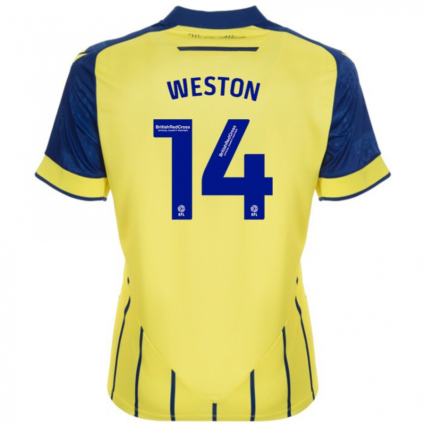 Herren Steph Weston #14 Gelb Blau Auswärtstrikot Trikot 2024/25 T-Shirt