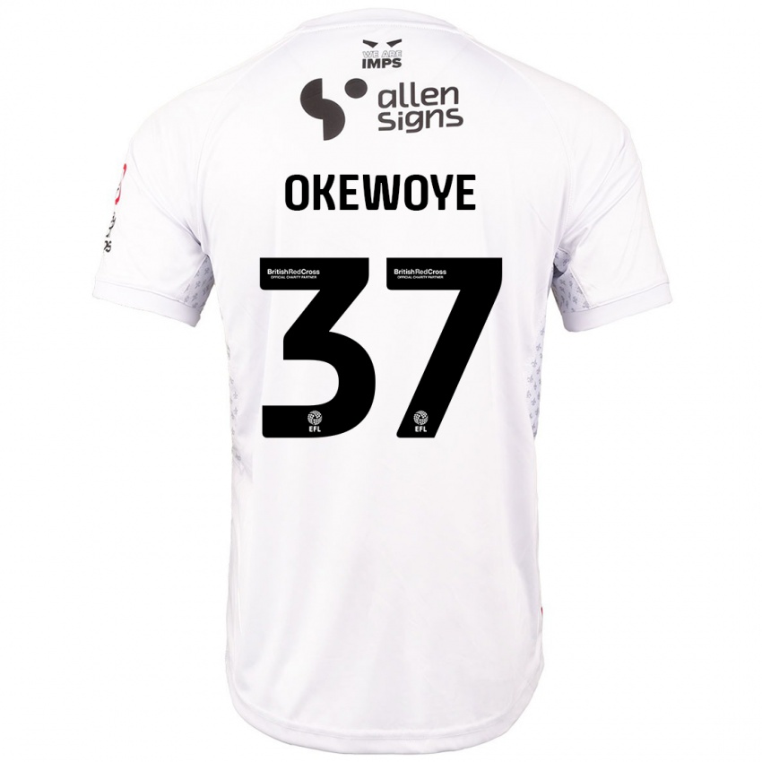 Herren Gbolahan Okewoye #37 Rot Weiß Auswärtstrikot Trikot 2024/25 T-Shirt