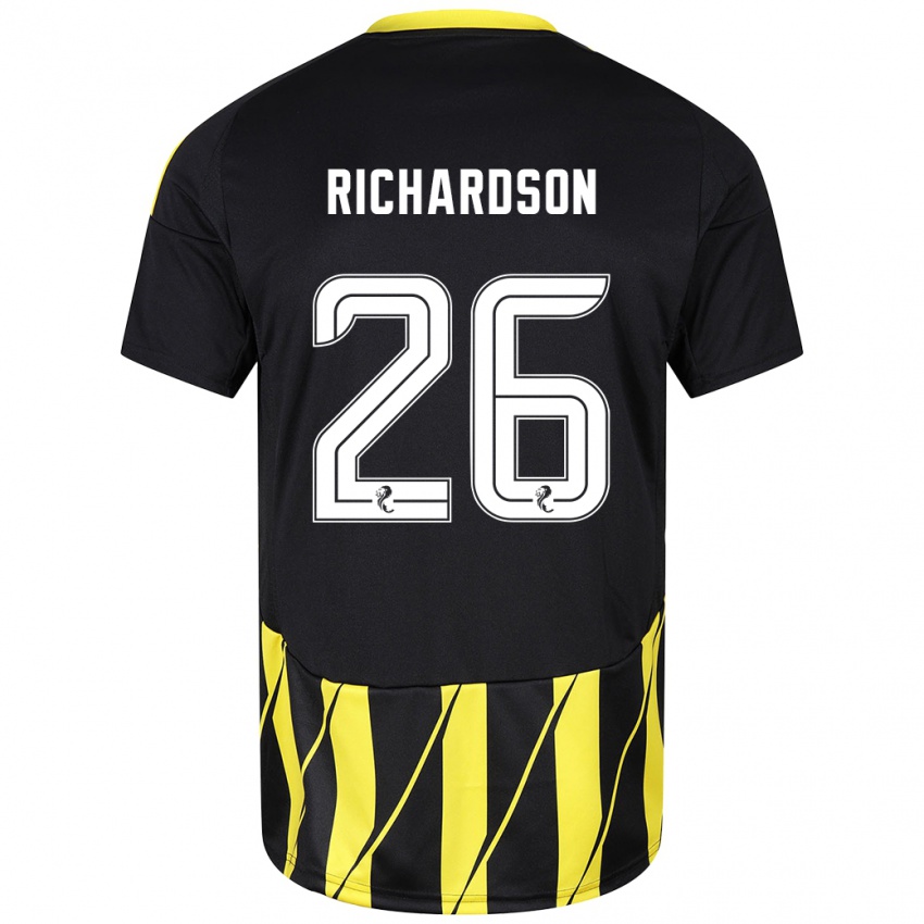 Herren Jayden Richardson #26 Schwarz Gelb Auswärtstrikot Trikot 2024/25 T-Shirt