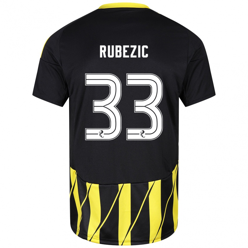 Herren Slobodan Rubezic #33 Schwarz Gelb Auswärtstrikot Trikot 2024/25 T-Shirt