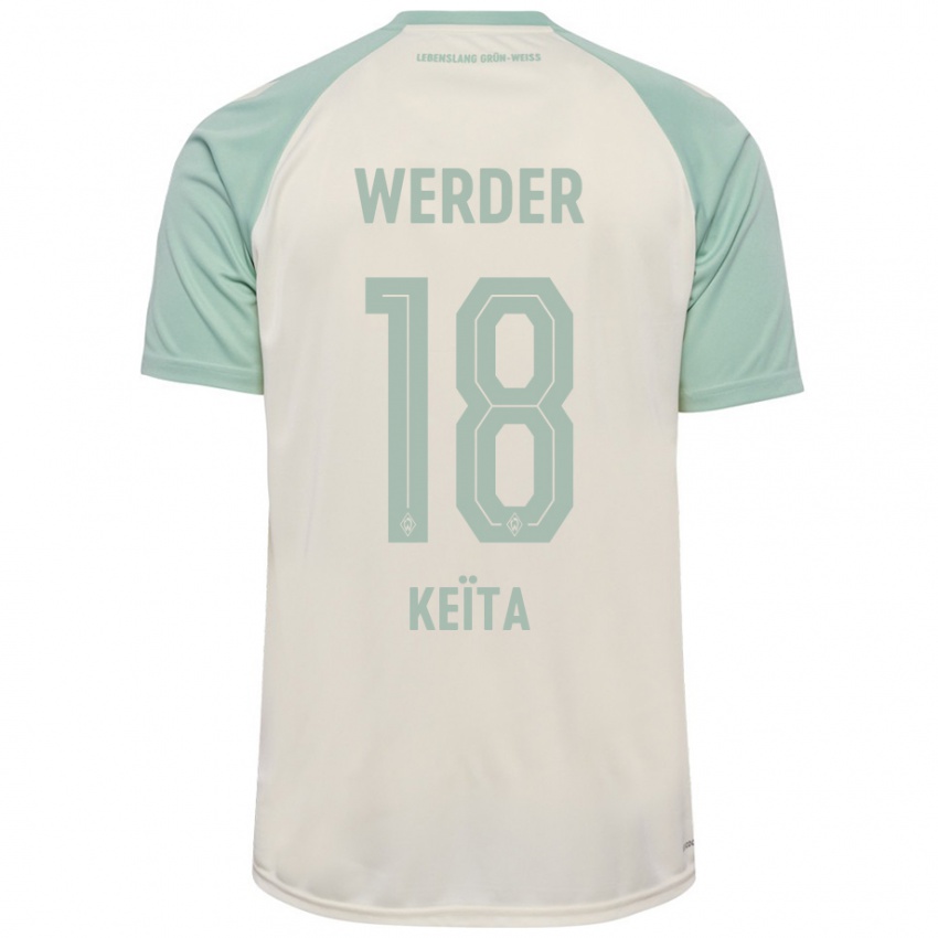 Herren Naby Keïta #18 Cremeweiß Hellgrün Auswärtstrikot Trikot 2024/25 T-Shirt