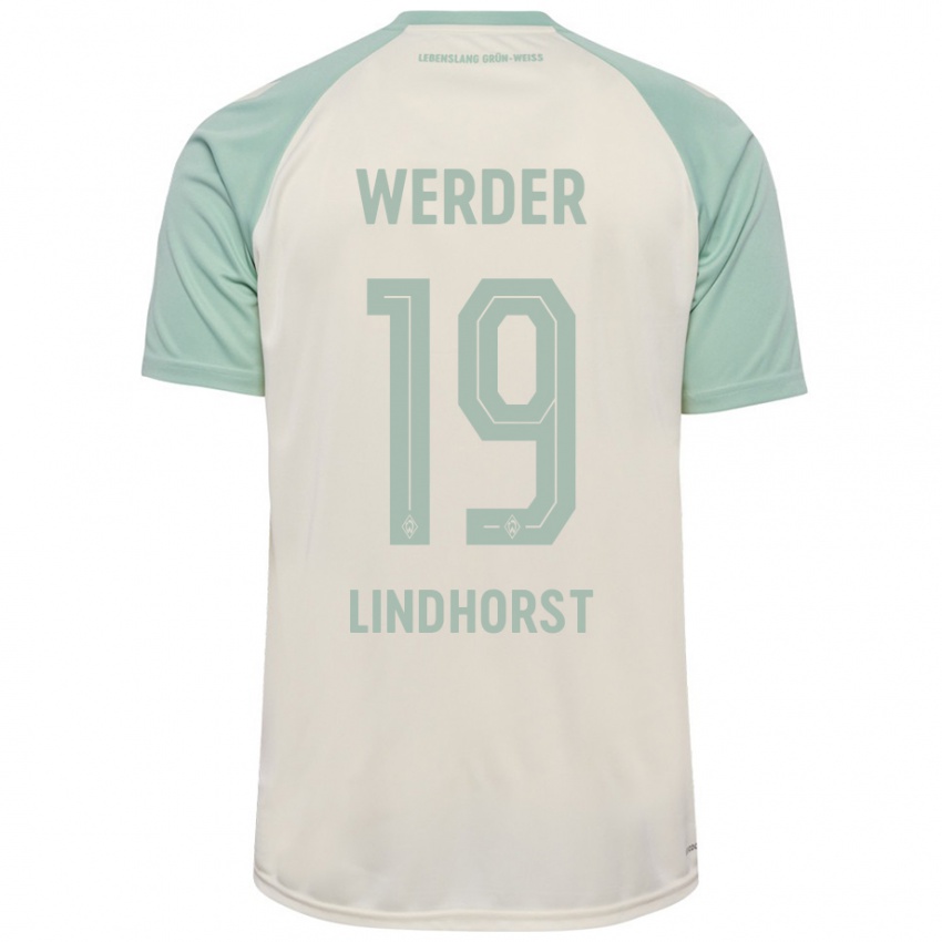 Herren Jerrit Lindhorst #19 Cremeweiß Hellgrün Auswärtstrikot Trikot 2024/25 T-Shirt