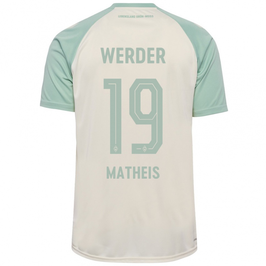 Herren Saskia Matheis #19 Cremeweiß Hellgrün Auswärtstrikot Trikot 2024/25 T-Shirt