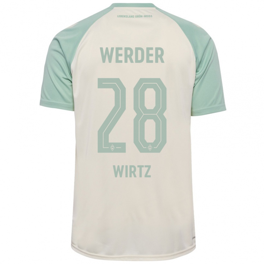 Herren Juliane Wirtz #28 Cremeweiß Hellgrün Auswärtstrikot Trikot 2024/25 T-Shirt