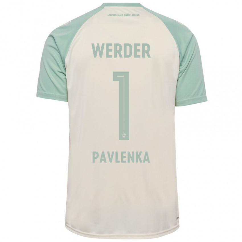 Herren Jiri Pavlenka #1 Cremeweiß Hellgrün Auswärtstrikot Trikot 2024/25 T-Shirt