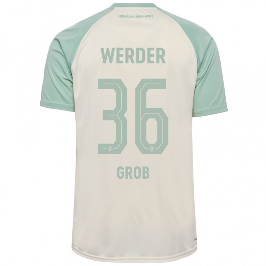 Herren Christian Groß #36 Cremeweiß Hellgrün Auswärtstrikot Trikot 2024/25 T-Shirt