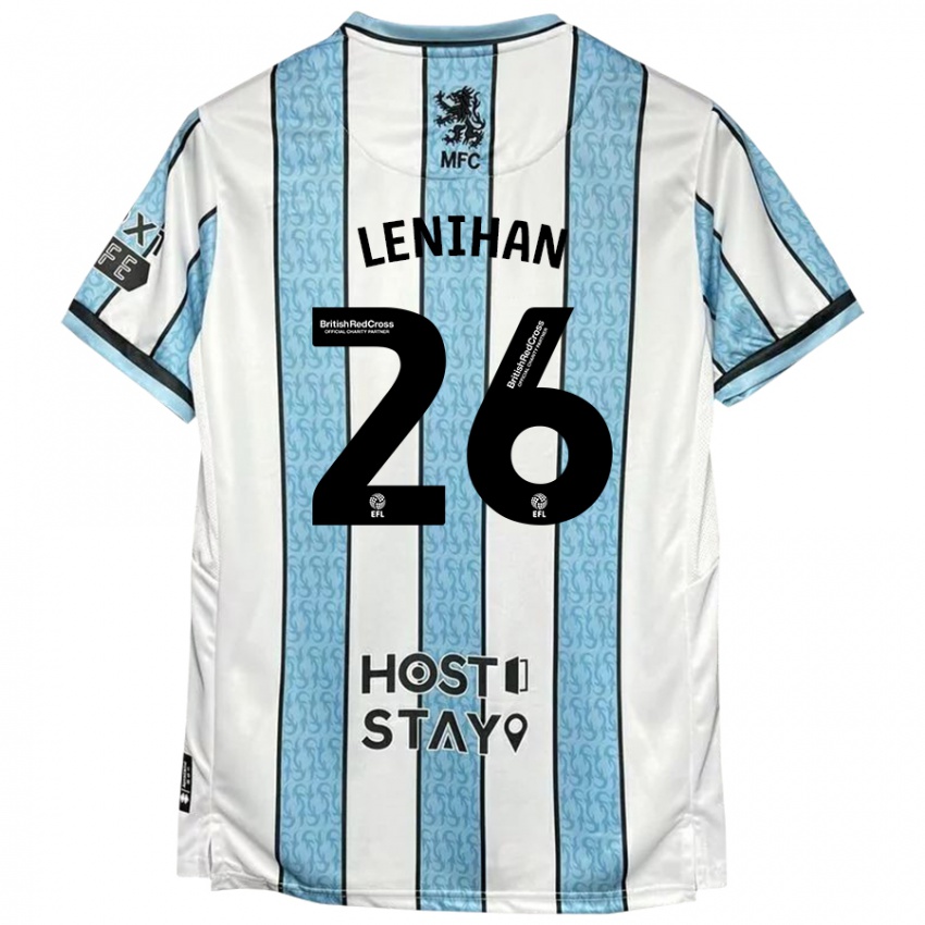 Herren Darragh Lenihan #26 Weiß Blau Auswärtstrikot Trikot 2024/25 T-Shirt