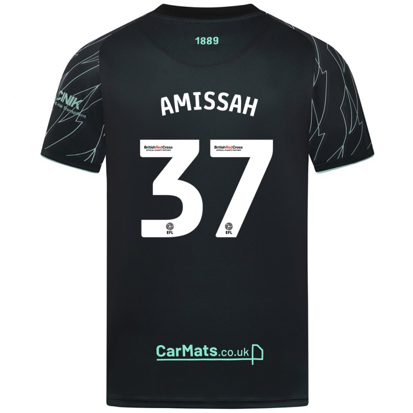 Herren Jordan Amissah #37 Schwarz Grün Auswärtstrikot Trikot 2024/25 T-Shirt