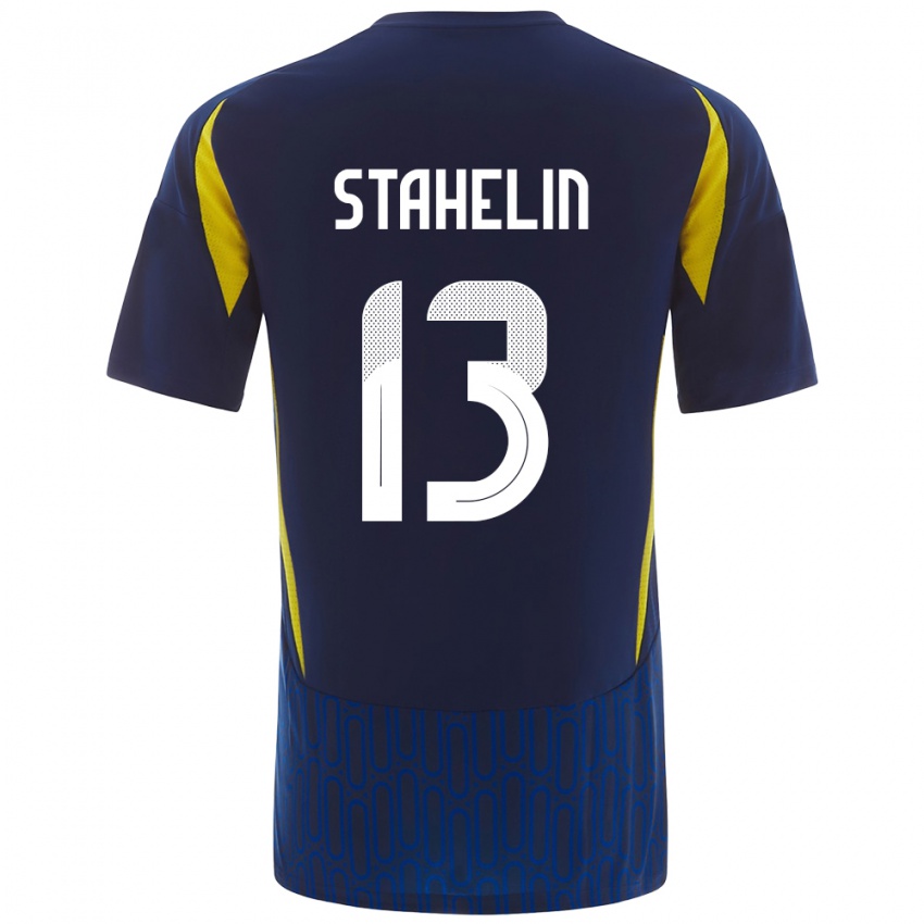 Herren Izabela Stahelin #13 Blau Gelb Auswärtstrikot Trikot 2024/25 T-Shirt