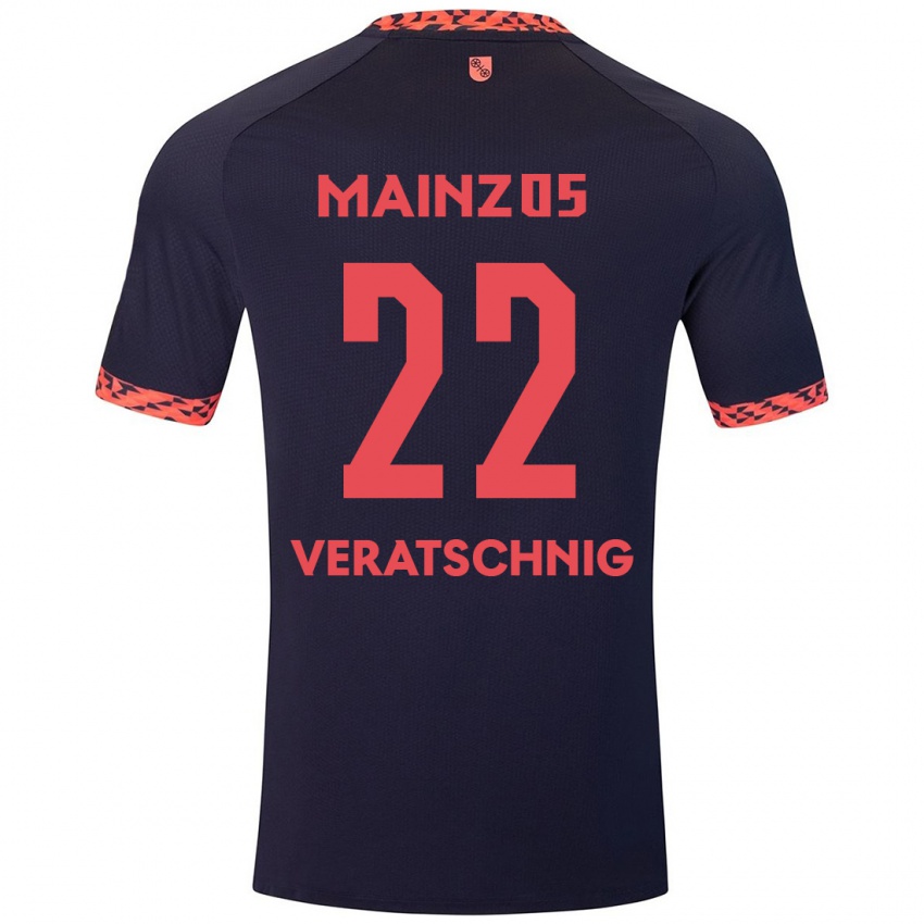 Herren Nikolas Veratschnig #22 Blau Korallenrot Auswärtstrikot Trikot 2024/25 T-Shirt