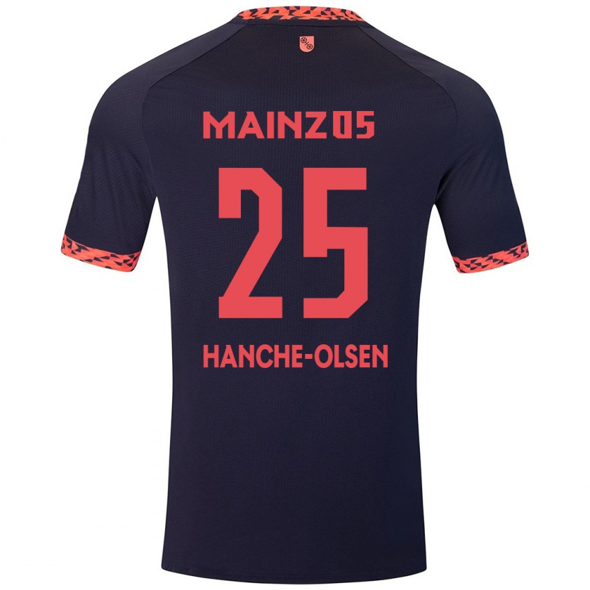 Herren Andreas Hanche-Olsen #25 Blau Korallenrot Auswärtstrikot Trikot 2024/25 T-Shirt