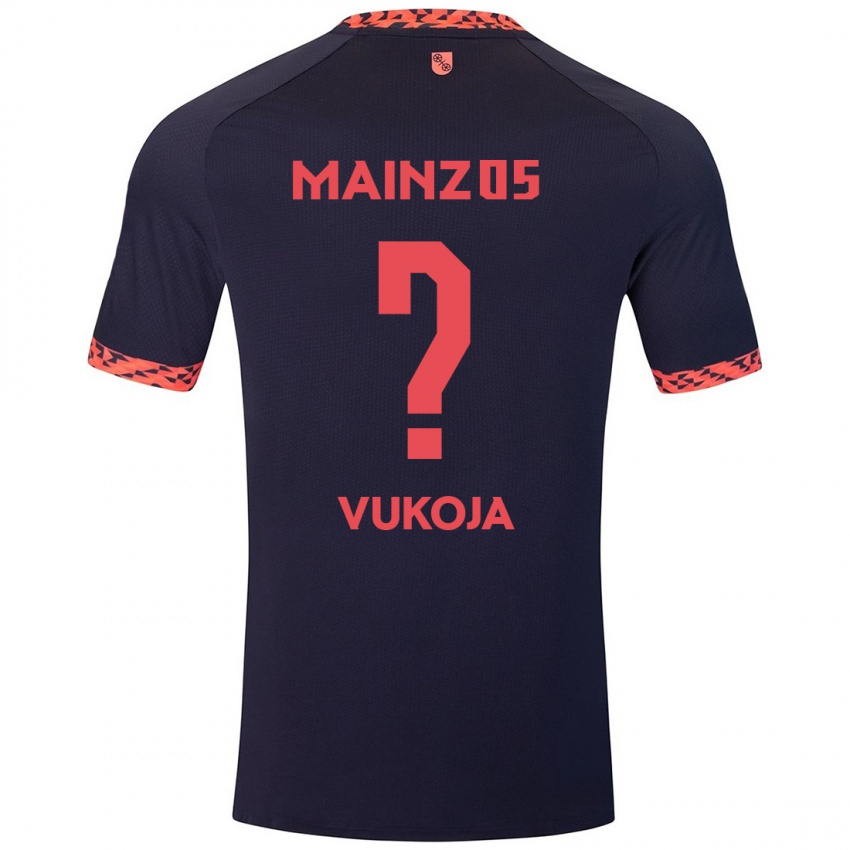 Herren Luka Vukoja #0 Blau Korallenrot Auswärtstrikot Trikot 2024/25 T-Shirt