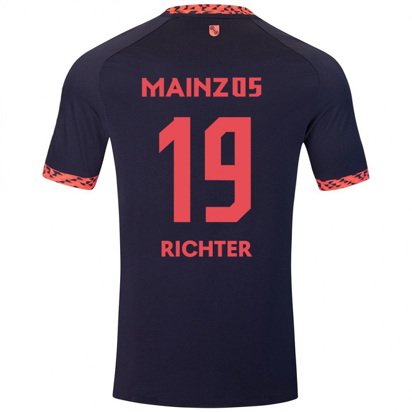 Herren Marc Richter #19 Blau Korallenrot Auswärtstrikot Trikot 2024/25 T-Shirt