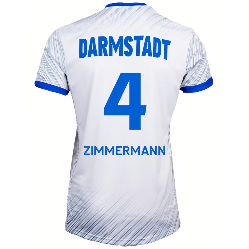 Herren Christoph Zimmermann #4 Weiß Blau Auswärtstrikot Trikot 2024/25 T-Shirt