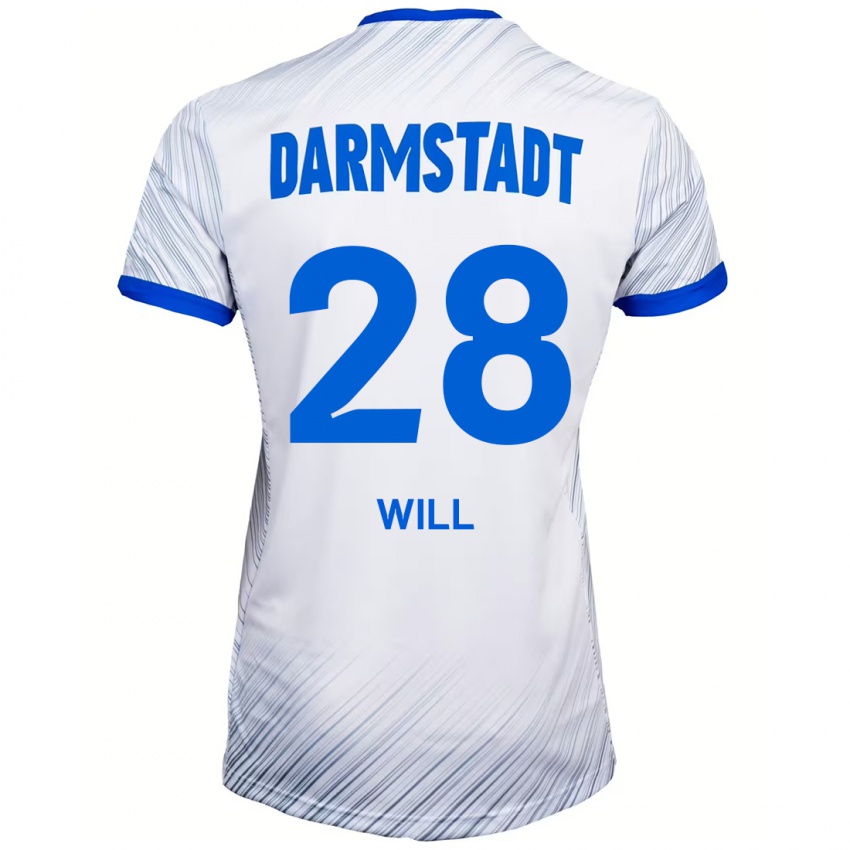 Herren Paul Will #28 Weiß Blau Auswärtstrikot Trikot 2024/25 T-Shirt