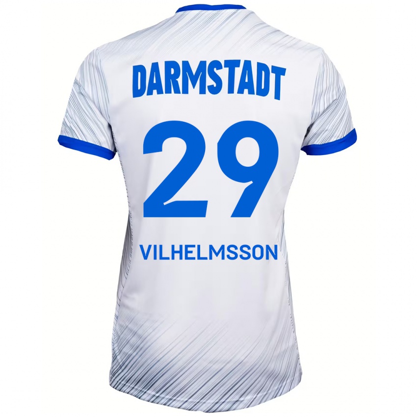 Herren Oscar Vilhelmsson #29 Weiß Blau Auswärtstrikot Trikot 2024/25 T-Shirt