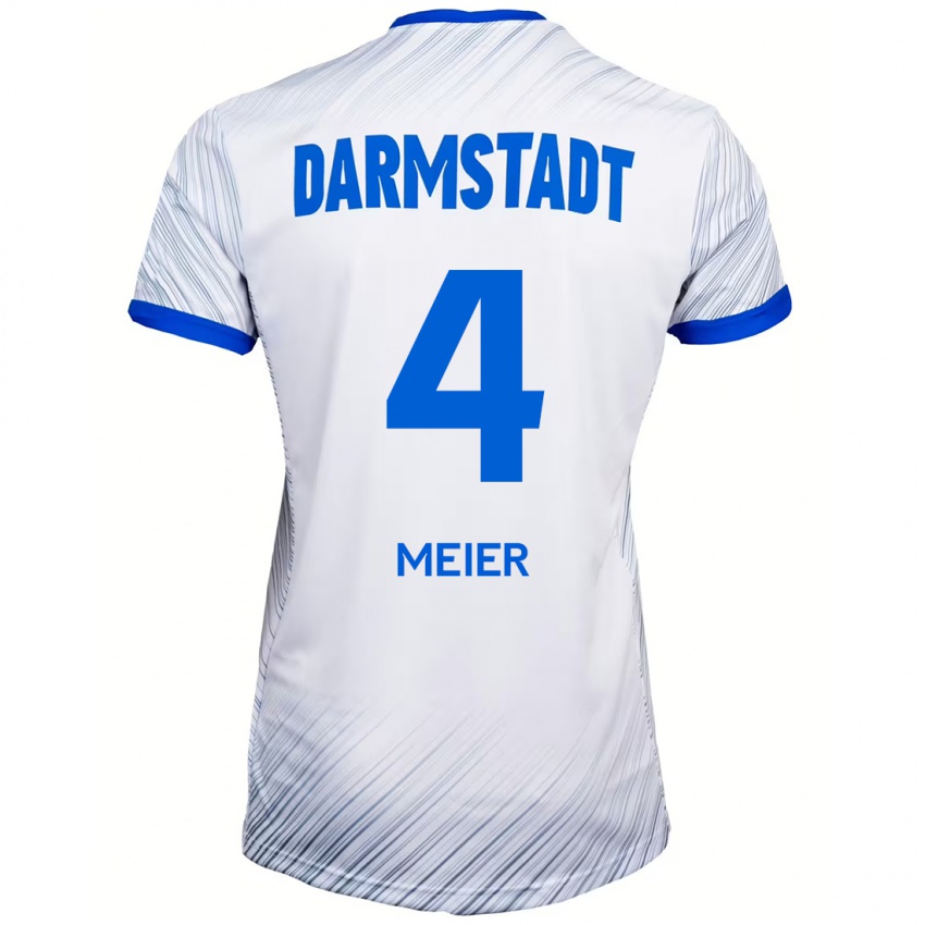 Herren Mark Meier #4 Weiß Blau Auswärtstrikot Trikot 2024/25 T-Shirt