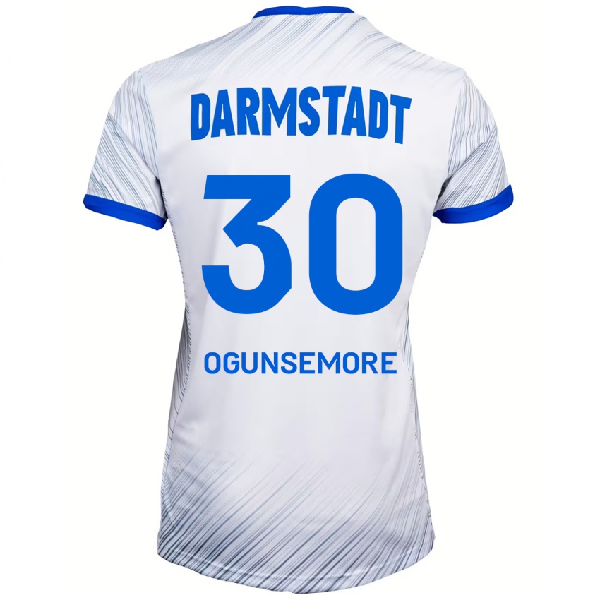 Herren Malakai Ogunsemore #30 Weiß Blau Auswärtstrikot Trikot 2024/25 T-Shirt