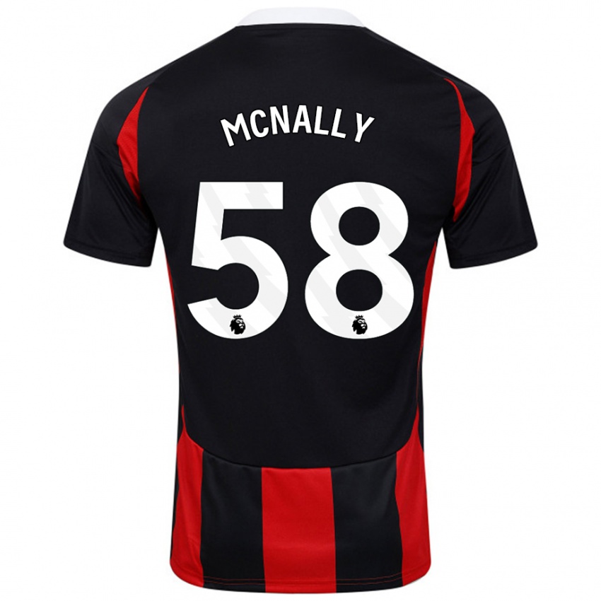 Herren Alfie Mcnally #58 Schwarz Rot Auswärtstrikot Trikot 2024/25 T-Shirt