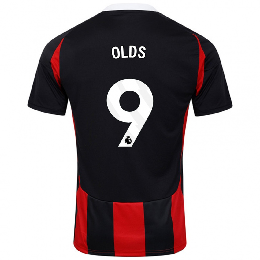 Herren Ellie Olds #9 Schwarz Rot Auswärtstrikot Trikot 2024/25 T-Shirt