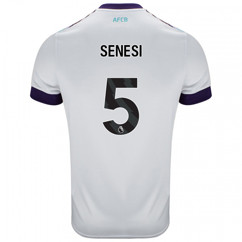 Herren Marcos Senesi #5 Weiß Grün Lila Auswärtstrikot Trikot 2024/25 T-Shirt