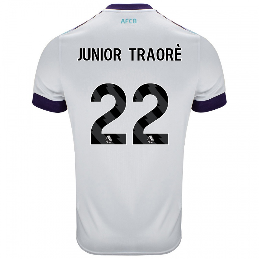 Herren Hamed Junior Traorè #22 Weiß Grün Lila Auswärtstrikot Trikot 2024/25 T-Shirt