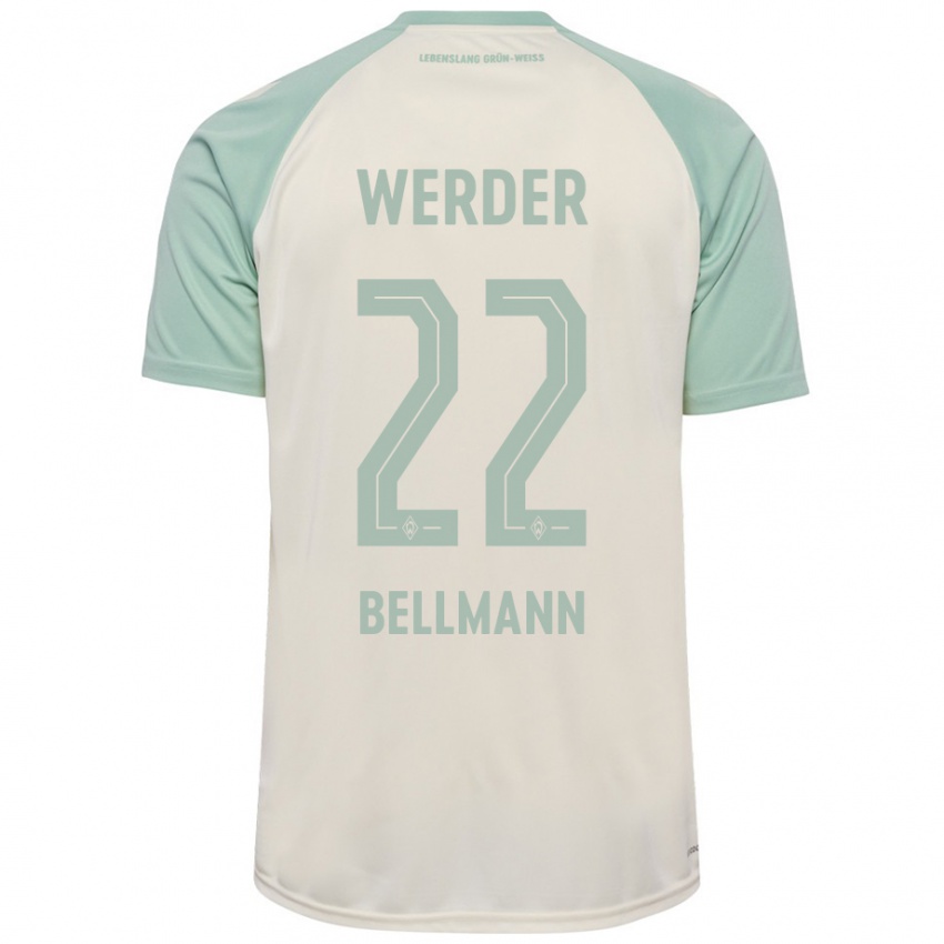 Damen Paul Bellmann #22 Cremeweiß Hellgrün Auswärtstrikot Trikot 2024/25 T-Shirt