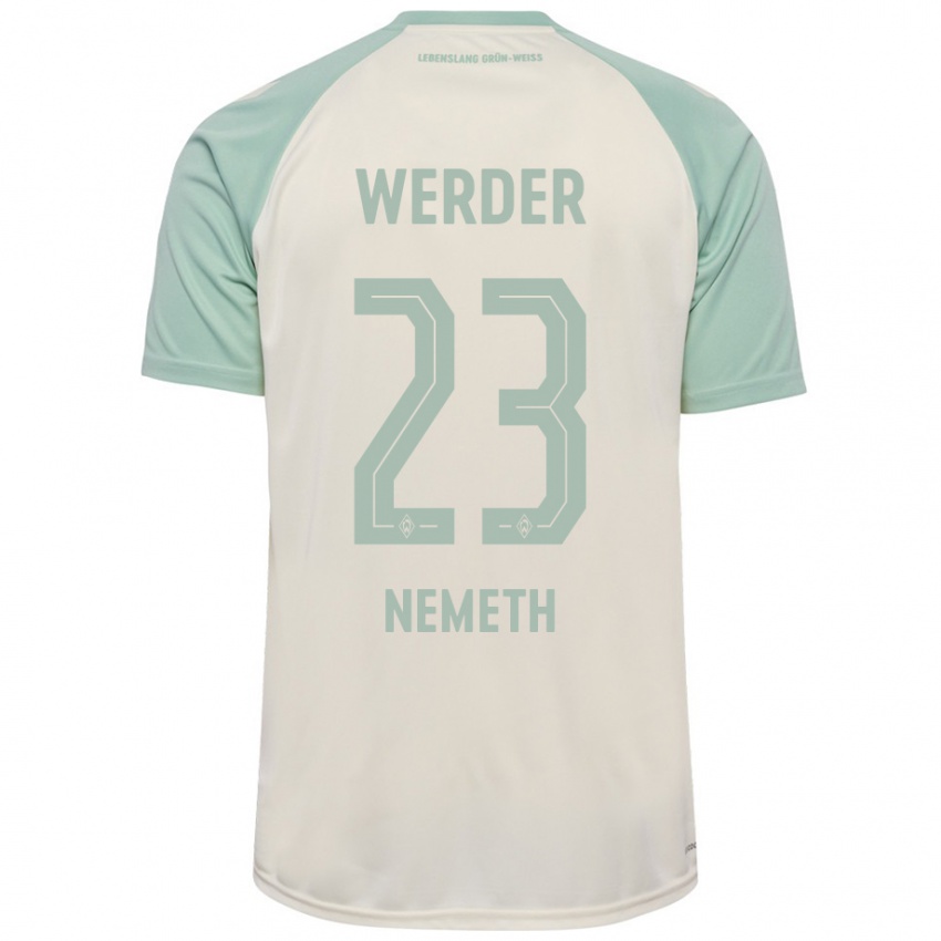 Damen Hanna Nemeth #23 Cremeweiß Hellgrün Auswärtstrikot Trikot 2024/25 T-Shirt