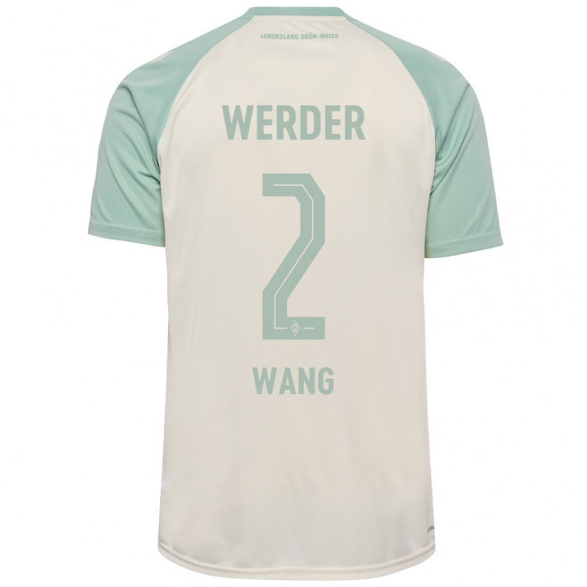 Damen Bowen Wang #2 Cremeweiß Hellgrün Auswärtstrikot Trikot 2024/25 T-Shirt