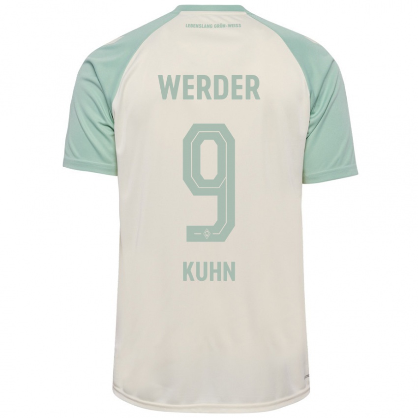 Damen Philipp Kühn #9 Cremeweiß Hellgrün Auswärtstrikot Trikot 2024/25 T-Shirt