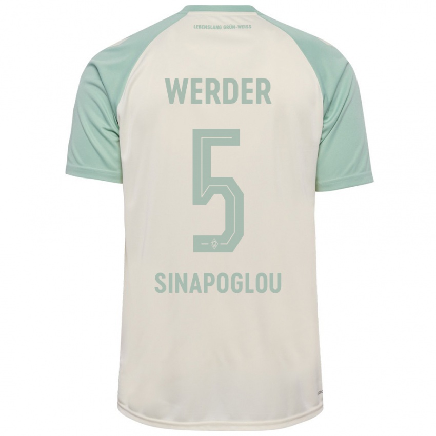 Damen Oguzcan Sinapoglou #5 Cremeweiß Hellgrün Auswärtstrikot Trikot 2024/25 T-Shirt