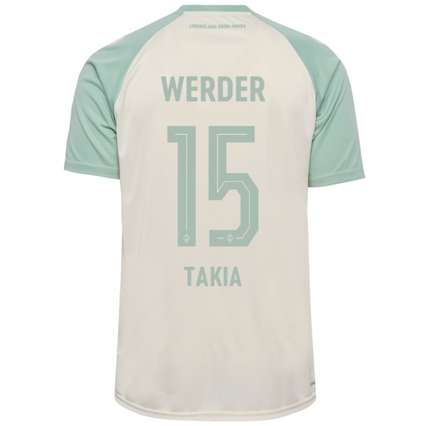 Damen Toirik Onlam Takia #15 Cremeweiß Hellgrün Auswärtstrikot Trikot 2024/25 T-Shirt