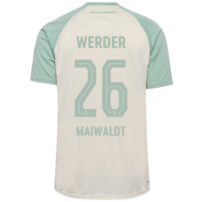 Damen Julius Maiwaldt #26 Cremeweiß Hellgrün Auswärtstrikot Trikot 2024/25 T-Shirt