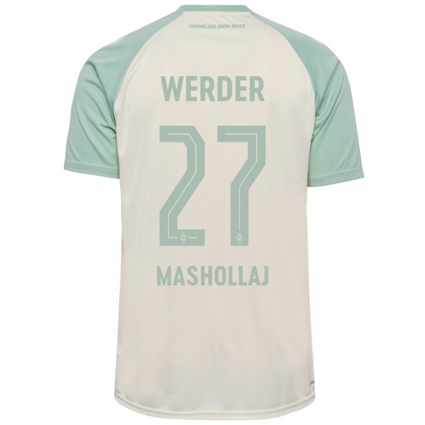 Damen Benjamin Mashollaj #27 Cremeweiß Hellgrün Auswärtstrikot Trikot 2024/25 T-Shirt