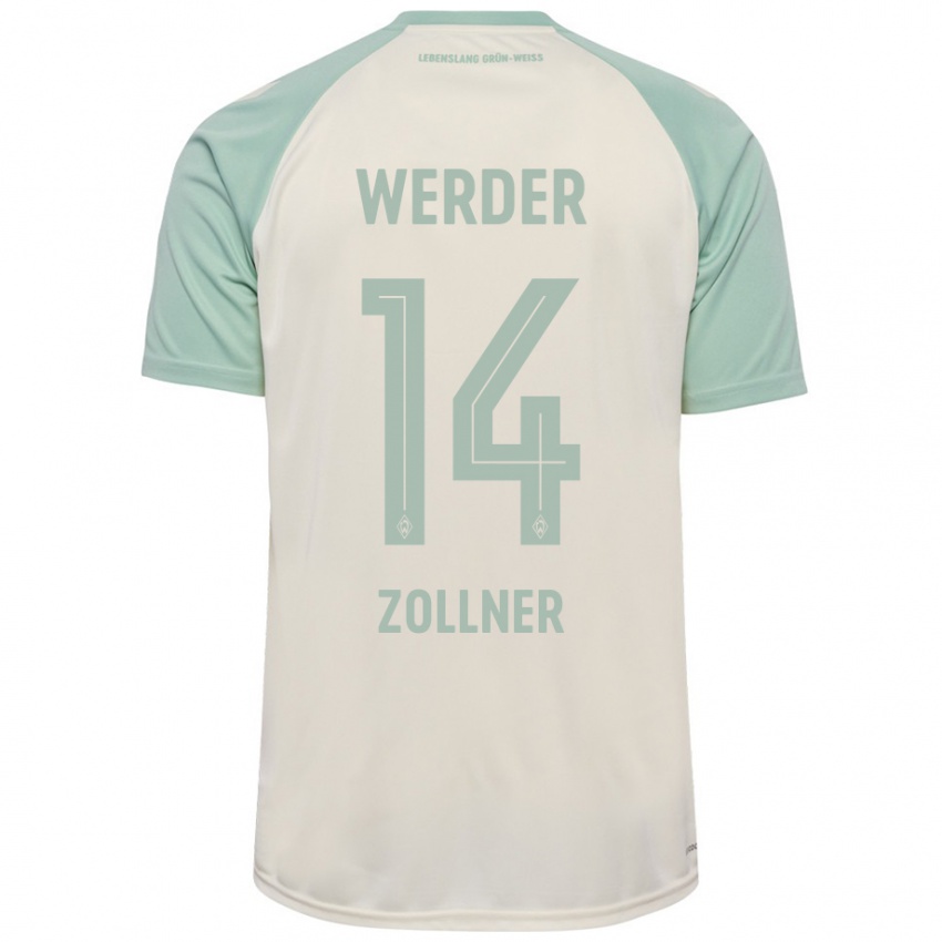 Damen Adrian Zollner #14 Cremeweiß Hellgrün Auswärtstrikot Trikot 2024/25 T-Shirt