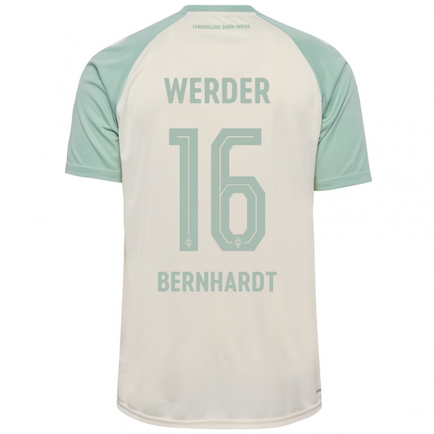 Damen Emilie Bernhardt #16 Cremeweiß Hellgrün Auswärtstrikot Trikot 2024/25 T-Shirt