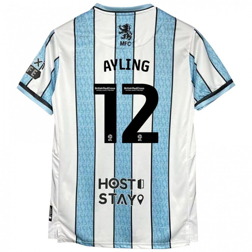 Damen Luke Ayling #12 Weiß Blau Auswärtstrikot Trikot 2024/25 T-Shirt