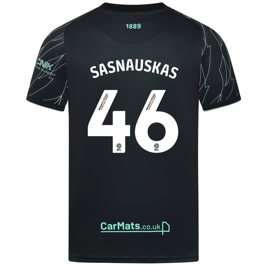 Damen Dovydas Sasnauskas #46 Schwarz Grün Auswärtstrikot Trikot 2024/25 T-Shirt