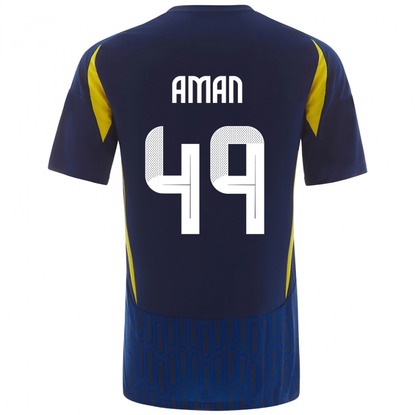 Damen Awad Aman #49 Blau Gelb Auswärtstrikot Trikot 2024/25 T-Shirt