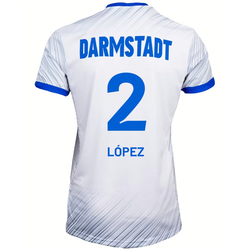 Damen Sergio López #2 Weiß Blau Auswärtstrikot Trikot 2024/25 T-Shirt