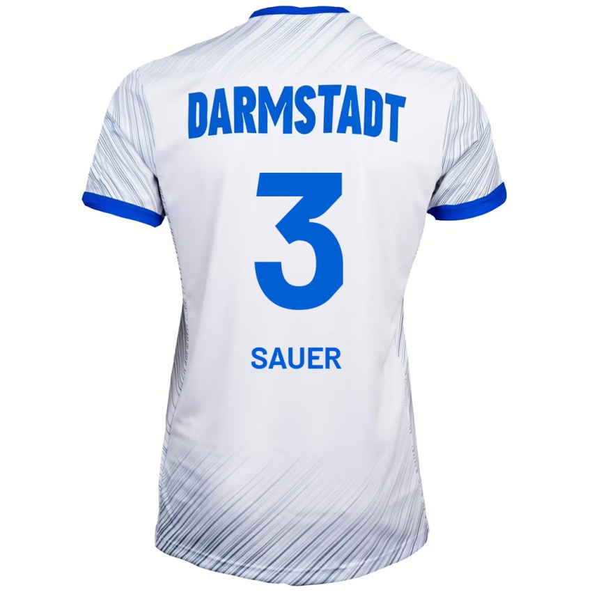 Damen Nick Sauer #3 Weiß Blau Auswärtstrikot Trikot 2024/25 T-Shirt