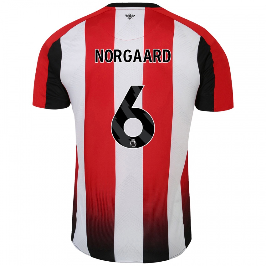 Kinder Christian Nørgaard #6 Rot Weiß Heimtrikot Trikot 2024/25 T-Shirt