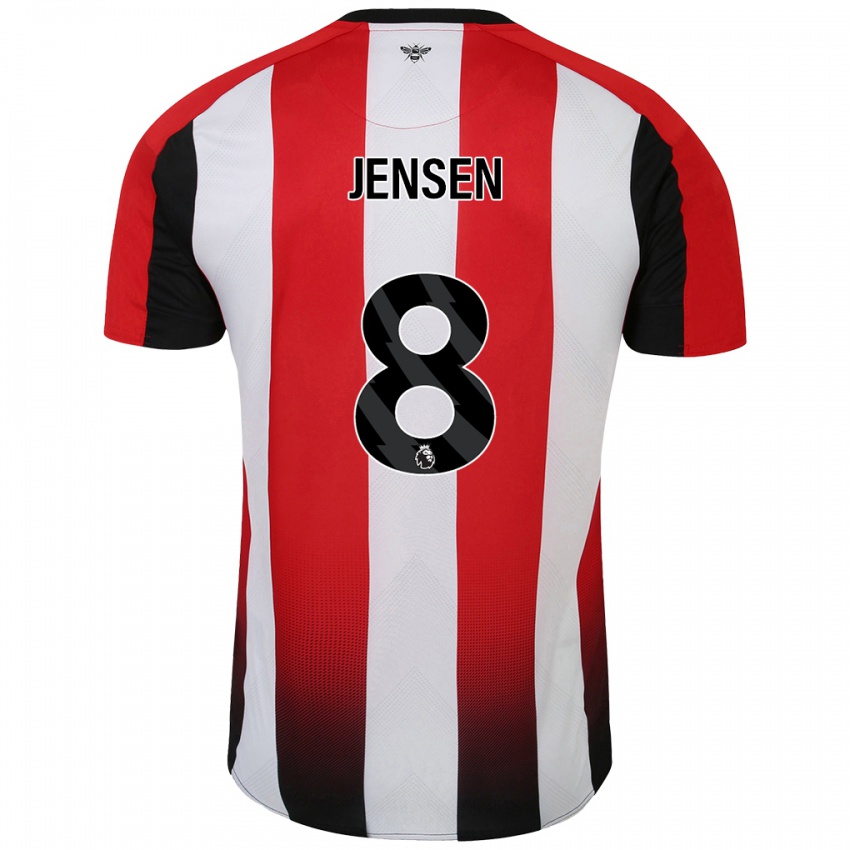 Kinder Mathias Jensen #8 Rot Weiß Heimtrikot Trikot 2024/25 T-Shirt