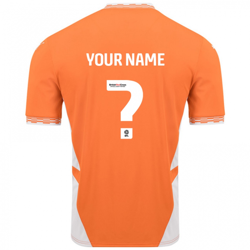 Kinder Ihren Namen #0 Orange Weiß Heimtrikot Trikot 2024/25 T-Shirt